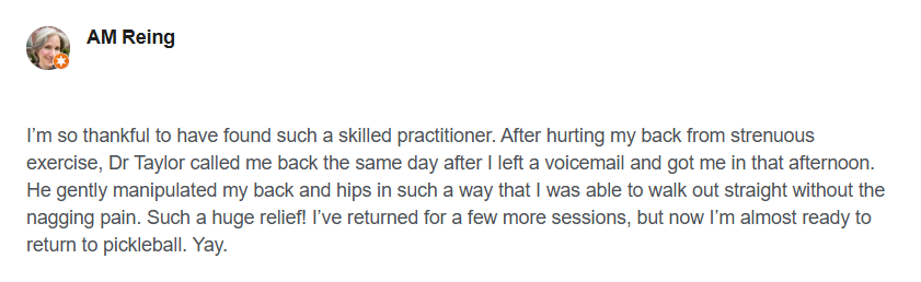 Testimonial from AM Reing