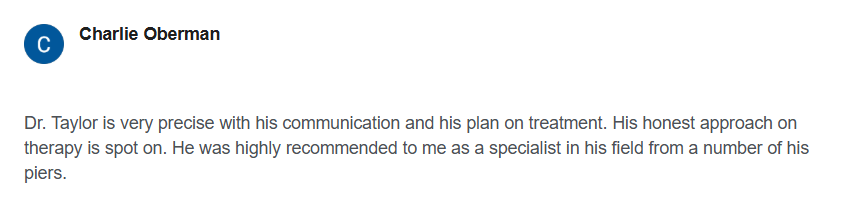 Testimonial from Charlie Oberman